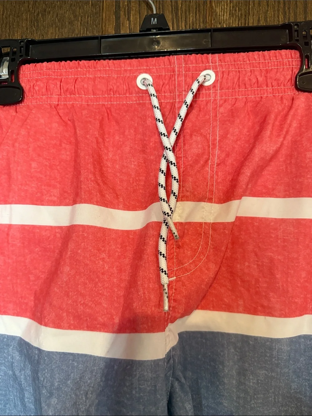 Maamgic Men's coral  and Blue Striped Swim Trunks XL